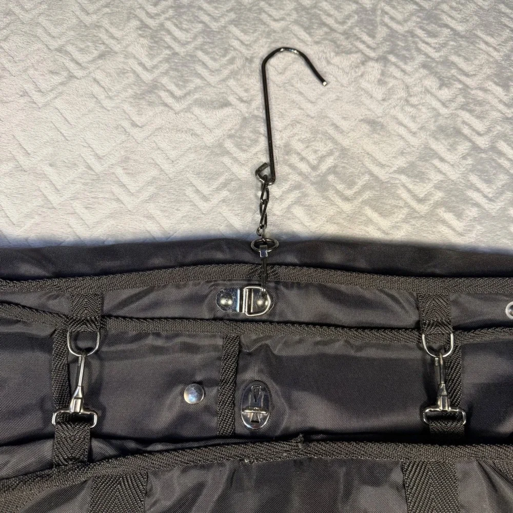 Pierre Cardin‎ Garment Bag Black Hanging Suit Travel Luggage Vintage Nylon